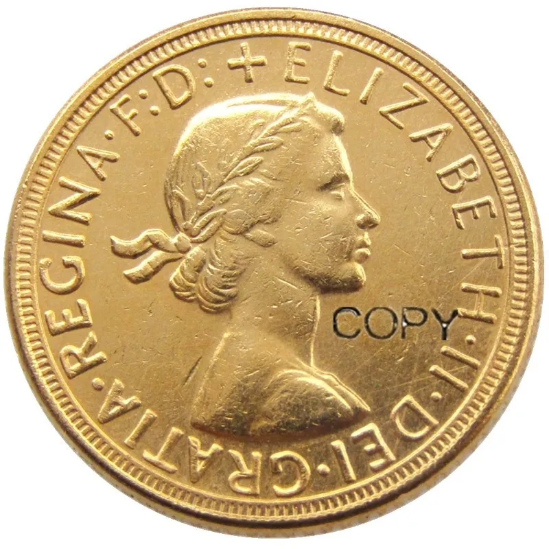 1962 REGINA FD ELIZABETH II DEI GRATIA GOLD PLATED 1 SOVEREIGN COPY COINS