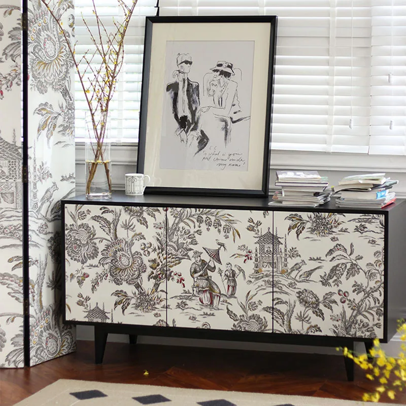 

01Light Luxury Style Modern Minimalist Entrance Storage Cabinet French Art Decoration Entryway Opposite Door Shoe Cabinet