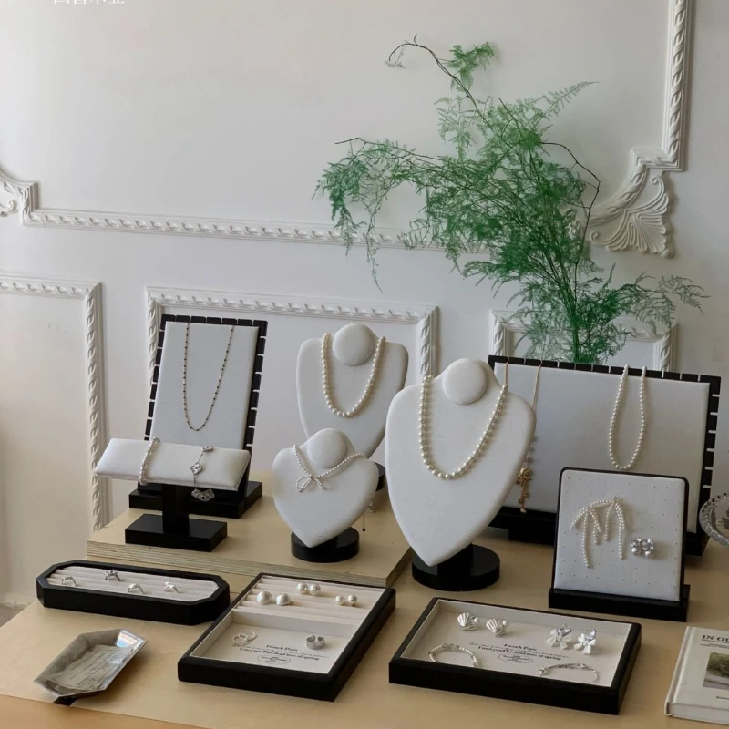 

Solid Wood Jewelry Stand Luxury Ring Storage Holder Jeweler Counter Necklaces Bracelet Display Shelf Organizer Jewellery Prop