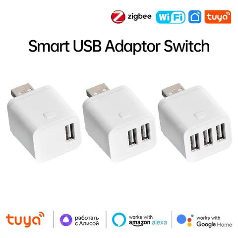 Tuya WiFi inteligente/Zigbee Micro USB adaptador interruptor 5V Mini 1 2 3 adaptador de corriente USB Control de vida inteligente a través de Alexa Google Yandex Alice
