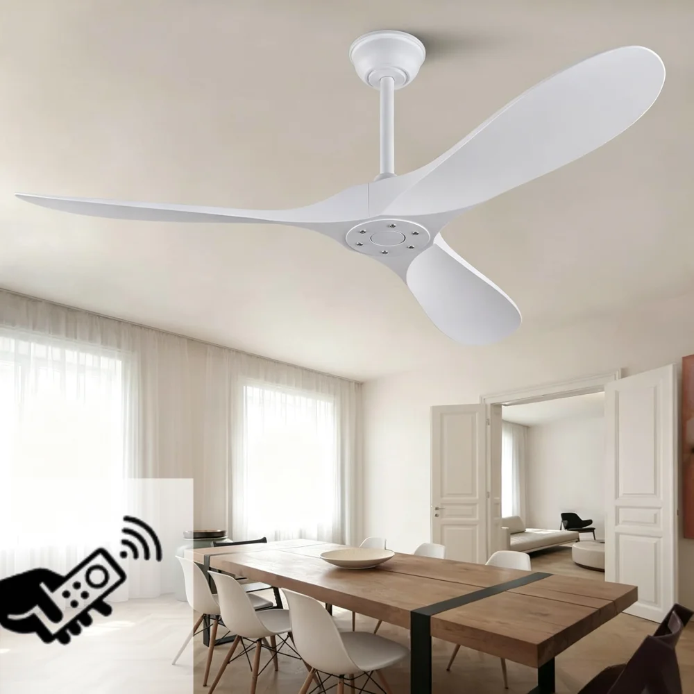 52 60 Inch Ceiling Fan Industrial Vintage ABS No Light with Dc Motor Remote Control Silent Electric Fan Decor Blower Large Fans