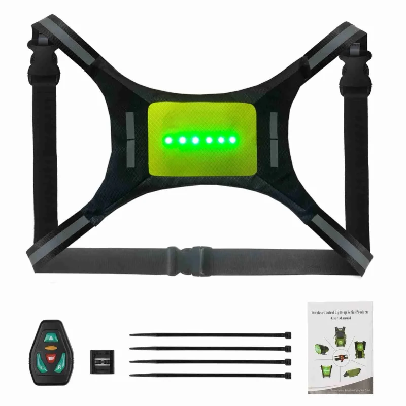 

LED Reflective Vest USB Rechargeable Remote Control Turn Signal Light Vest Bicycle Warning Vest
