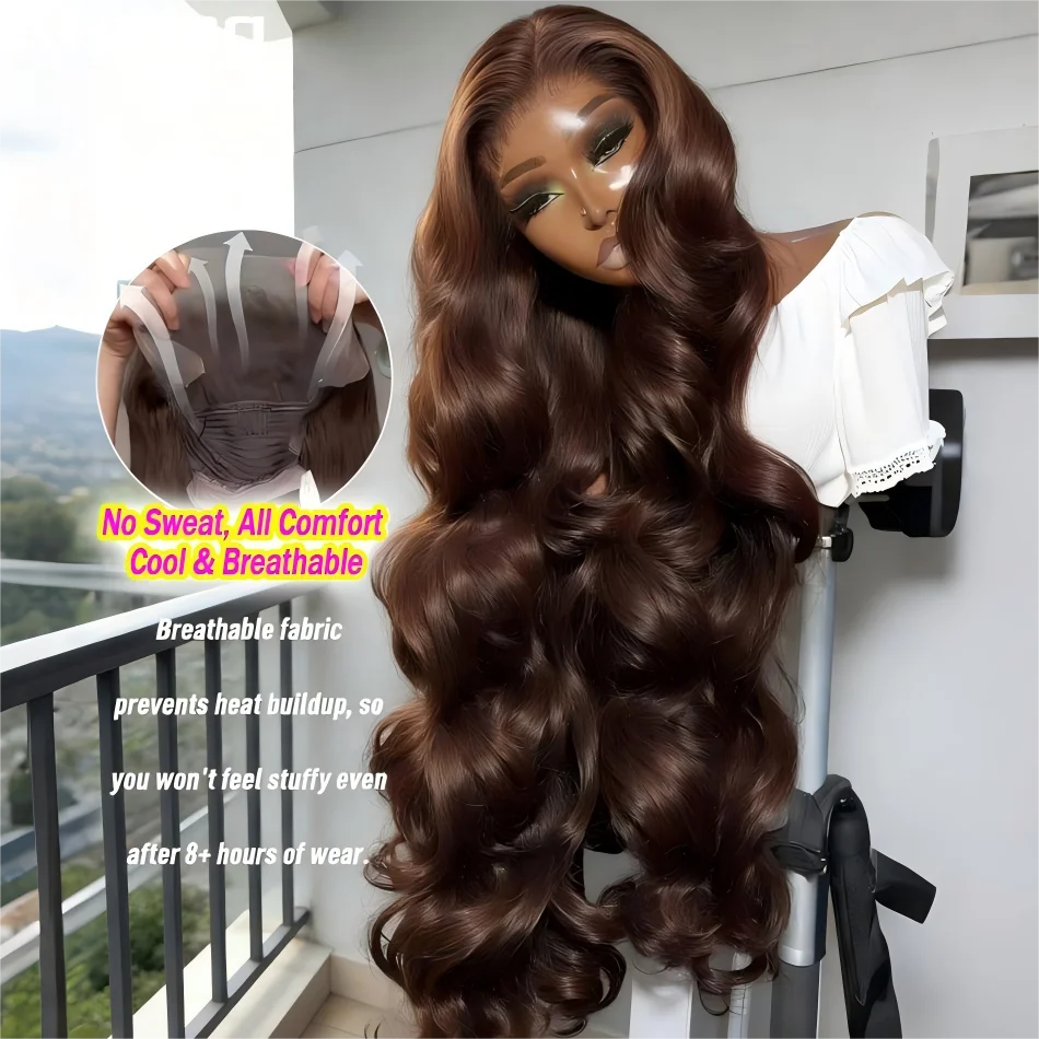 วิกผมสีน้ำตาลช็อกโกแลต แบบลอนธรรมชาติ 13x6 วิกผมลูกไม้ HD ด้านหน้า วิกผมลูกไม้สี  แบบถอนขนแล้ว  ผมแท้บราซิล  ขนาด 30 นิ้ว