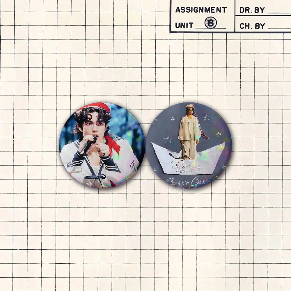 C-Conan G-Gray Wishbone Button Badge 2PC Sets for Bags & Clothes & Accessories Metal Pin Stylish Decoration