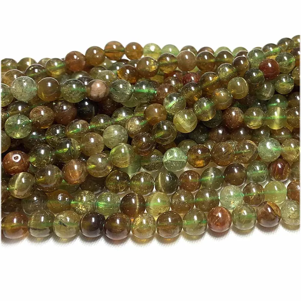 Veemak Brown Green Cat\'s Eye Chrysoberyl Round Beads For Jewelry Making Natural Gemstones Crystal DIY Necklace Bracelets Pendant