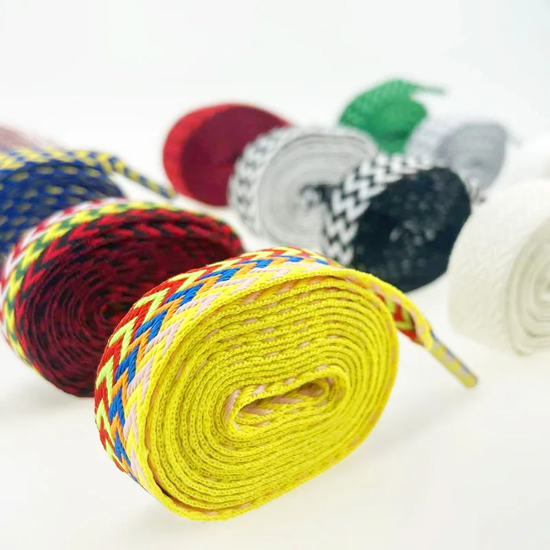 1 Pair 3-color 1.5-2 Wide Shoelaces 120\\140\\160cm Colorful Shoelaces Creative Unisex Flat Canvas Sneakers Flat Shoes Laces Shoes