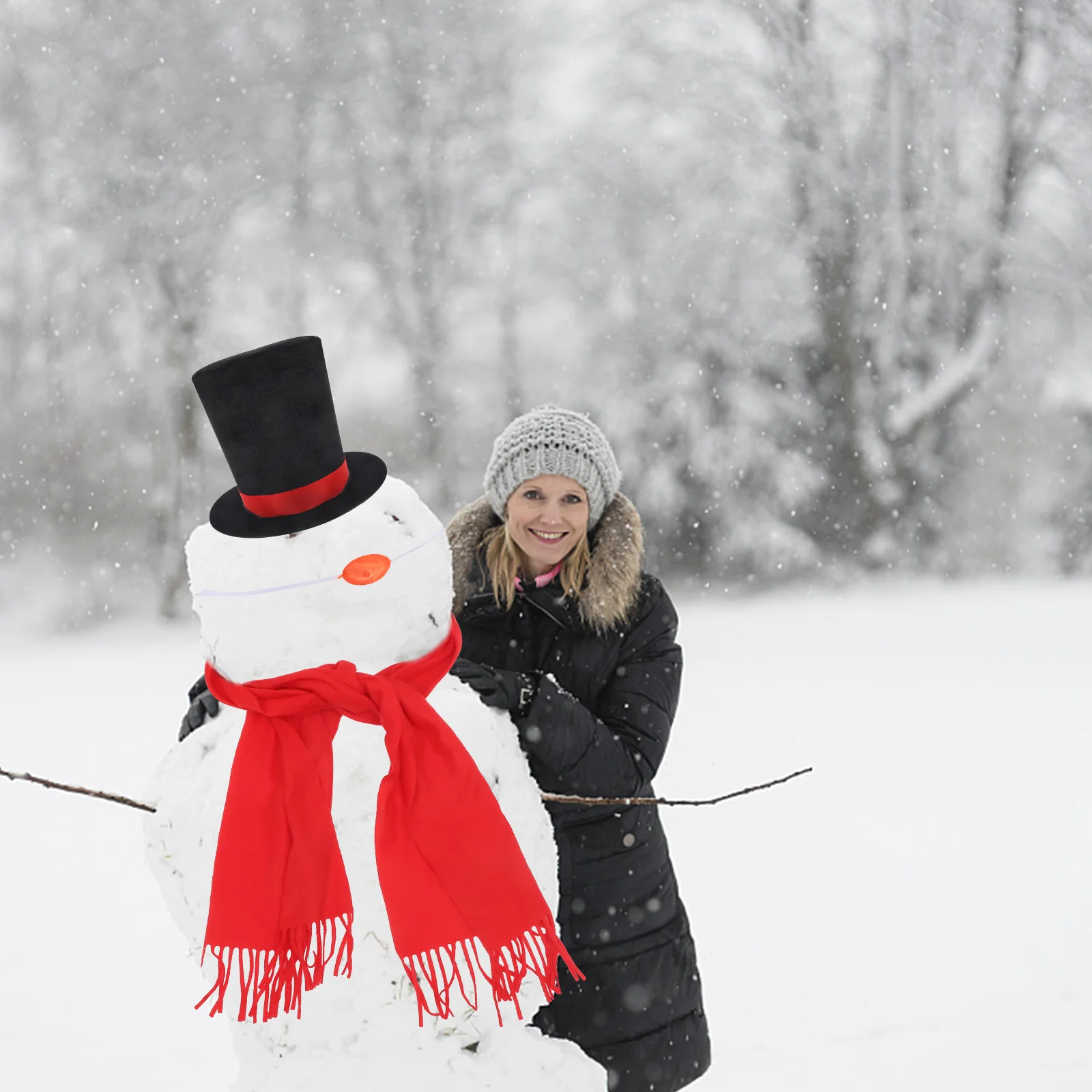 

1Set Snowman Cosplay Hat Nose Scarf DIY Costume Dress Up Kit Christmas Snowman Outfit Christmas Costume Cap and Nose