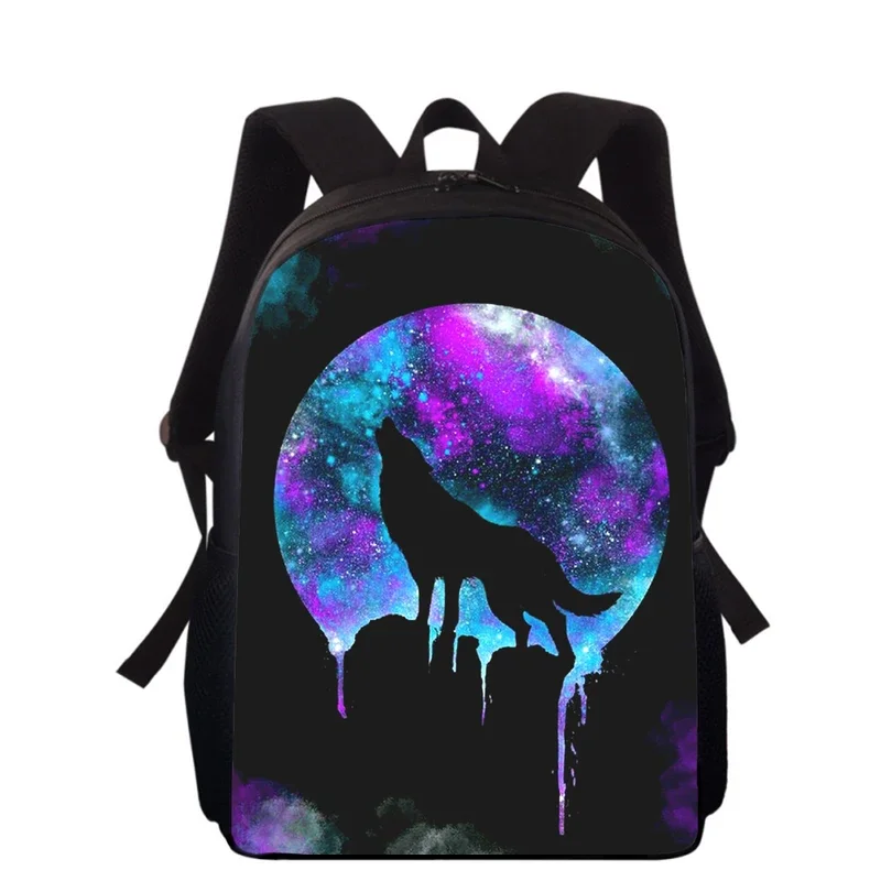 

fierce Wolf 16" 3D Print Backpack Primary School Bags for Boys Girls Back Pack Students School Book Bags