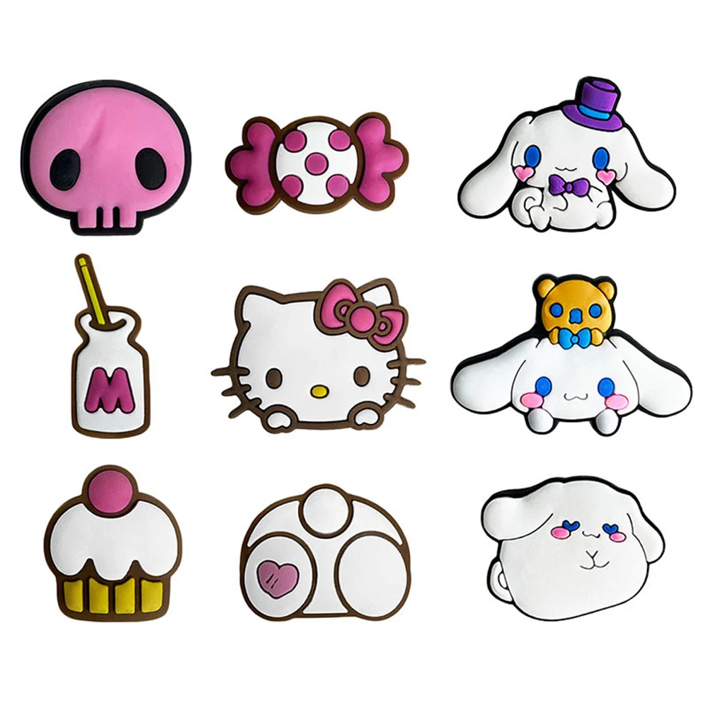 Mesuca Hello KT Pink Girl 9/18/27pcs Shoe Charms For Sandals,Shoe Decoration Accessories Shoe Pins Great Gift For Men Wom