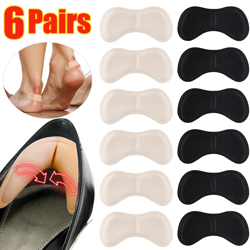 6 Pairs Heel Insoles Patch Pain Relief Anti-wear Cushion Pads Feet Care Heel Protector Adhesive Back Sticker Shoes Insert Insole