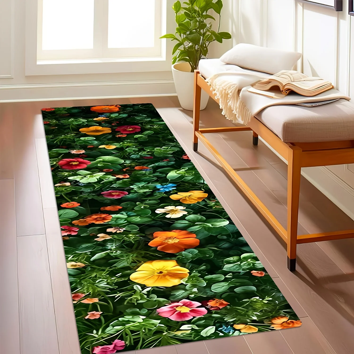Luxury Stained Glass Kitchen Mat Iridescent Agate Runner Rug Modern Holographic Hallway Entrance Bedside Floor Carpet Decor