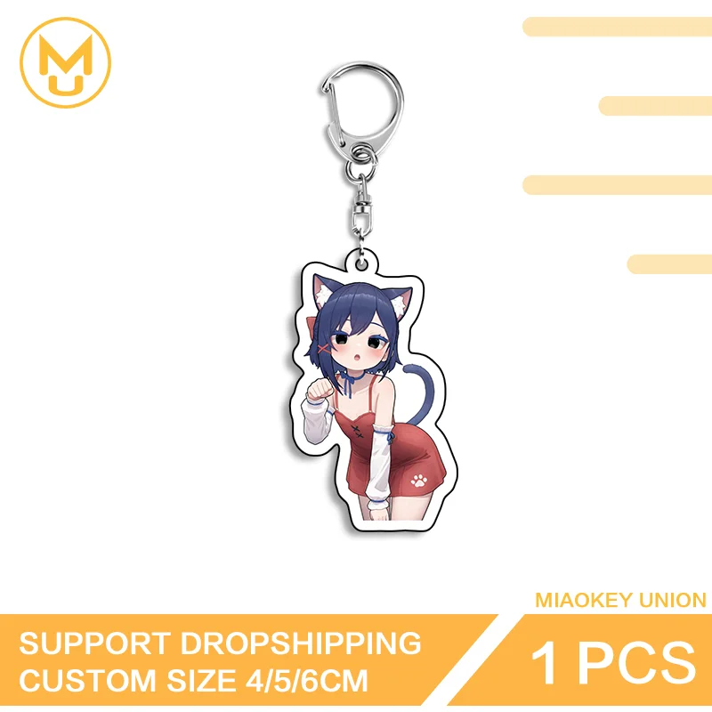 Mita Cat Ears Girl Double Sided Acrylic Keyring Attractive Popular Eye Catching Enthusiastic Waterproof Bag Charm Accessory
