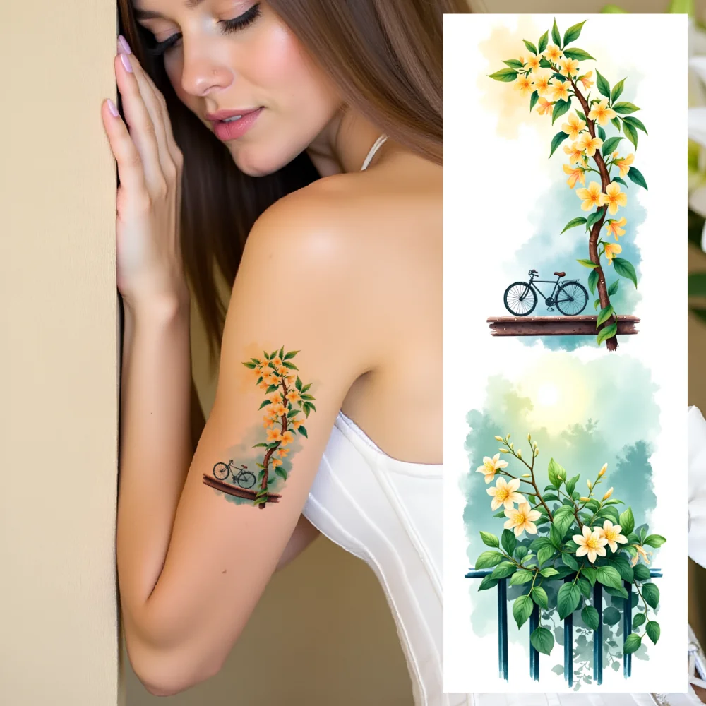 9 قطع من ملصقات الوشم المؤقت المائية المقاومة للماء تدوم طويلاً، ملصقات وشم مؤقت على شكل وردة صبار