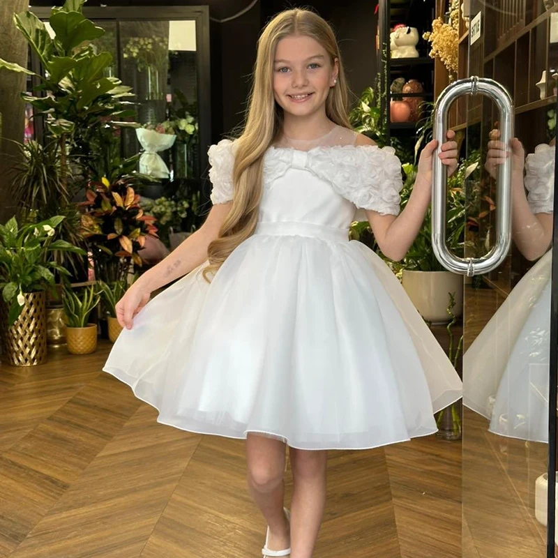 Eightree Fairy Girl Elegant A-Line Flower Girl Dress Handmade Flower Princess Gown for Kids Wedding Birthday Communion Party