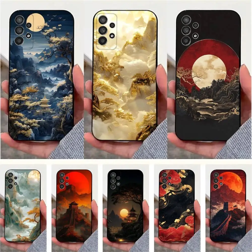 

Chinese Art Style Phone Case For Samsung S25,S24,S23,S22,S20,S21,S10,Ultra,Plus,Lite,FE,Soft Silicone Black Cover
