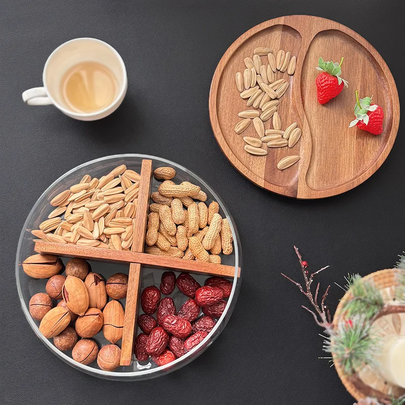 

Новинка — стеклянная тарелка с сухофруктами в китайском стиле, тарелка с орехами для гостиной, журнальный столик, герметичная высококачественная коробка для хранения закусок и конфет