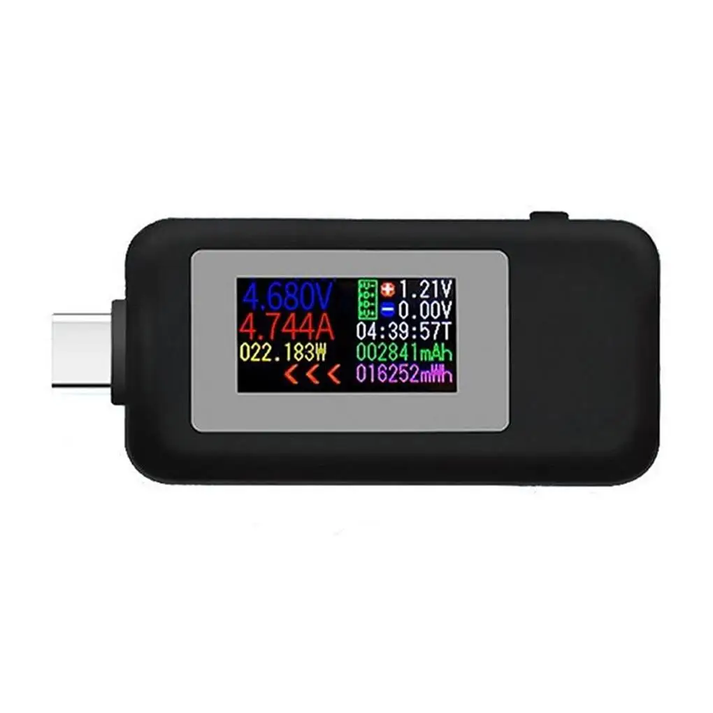 Type-C USB Tester Portable 0.96-inch Screen Professional Current Voltage Meter 4-30V 0-5A Ammeter Testing Machine Black