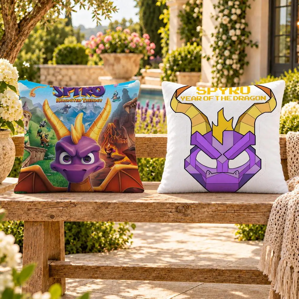 Game Fantasy Spyro the Dragon Cushion Cover Soft Plush Throw Pillow Cover Washable Sofa Bed Patio Chair Home Decor