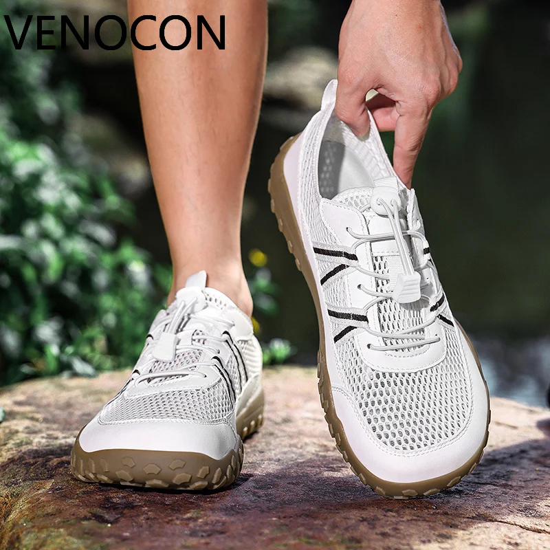 VENOCON Barefoot Extra Wide Ball Toe Box Nose Minimalist Mesh Upper Lock Lace Aqua Sneakers Shoes Footwear For Men Man Woman