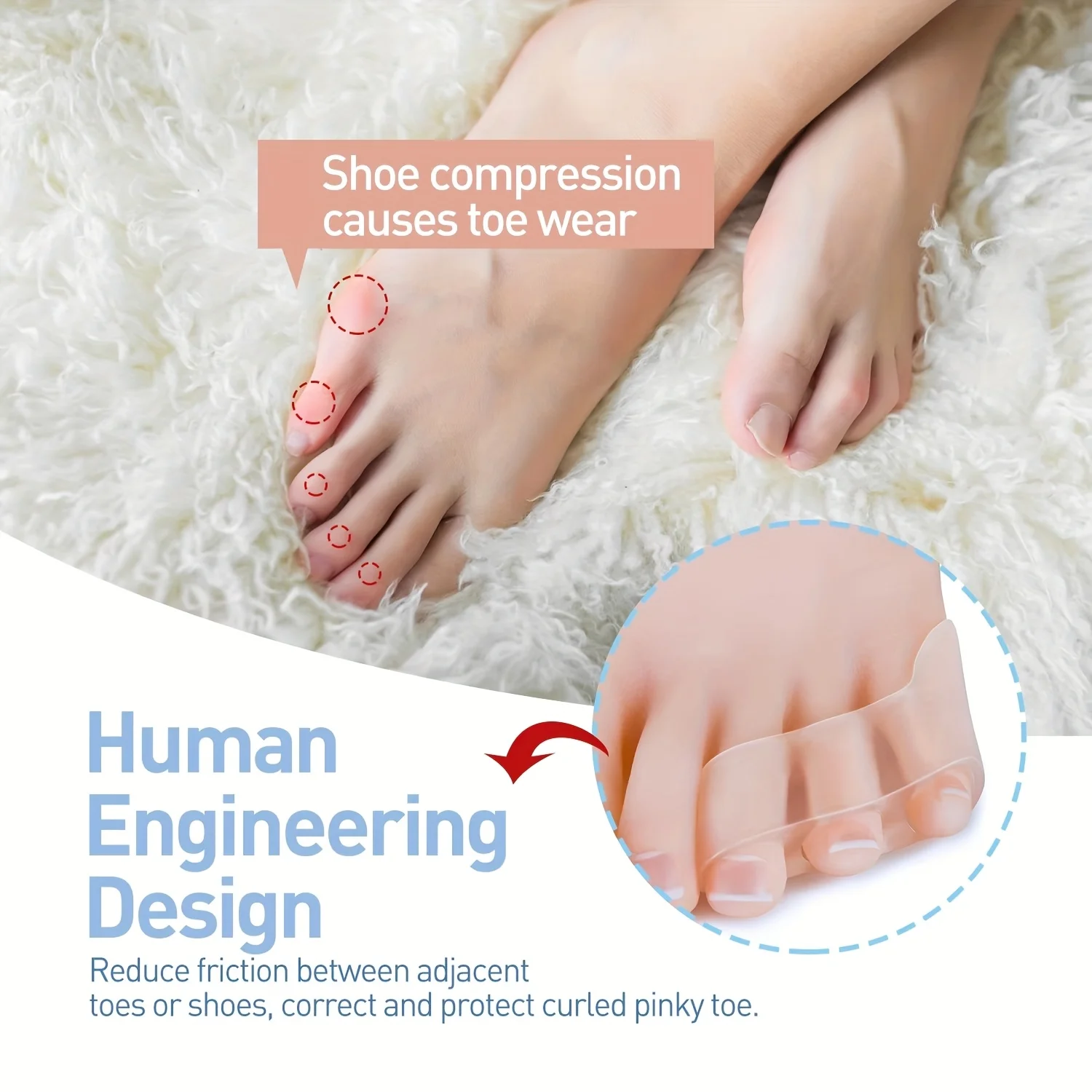 2pcs Three Hole Little Toe Inner Split Toe Overlapping Protection Thumb Outer Separator Foot Care Tools