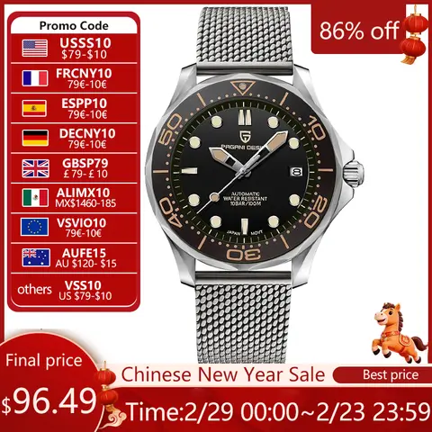 Men's Luminous Automatic Dive Watch PAGANI DESIGN