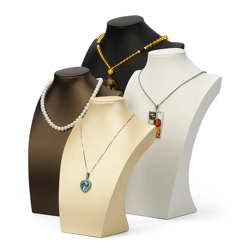 Brushed Leather Necklace Shelf Jewelry Display Table High-end Portrait Neck Model Jewelry Display Props
