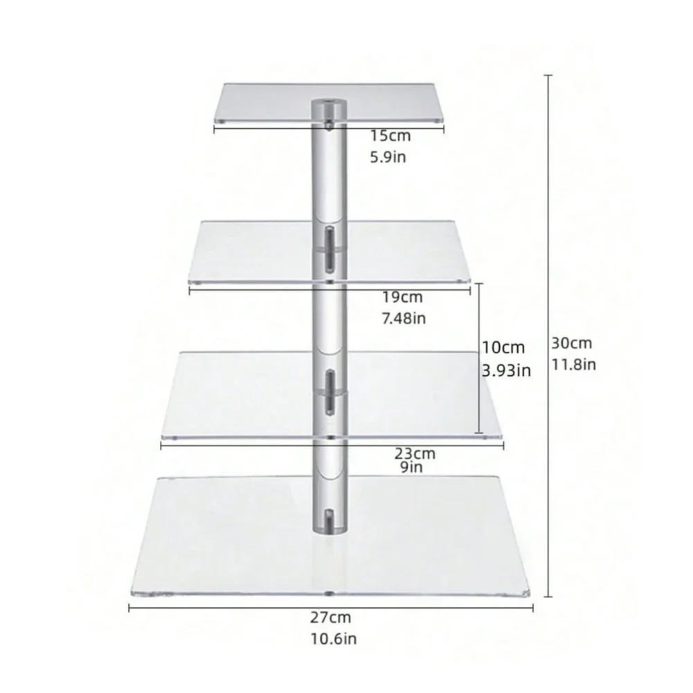 Suporte de exibição de sobremesa acrílico de 3/4/6 camadas com luz LED quadrado/redondo expositor servindo prato para festa de casamento de aniversário