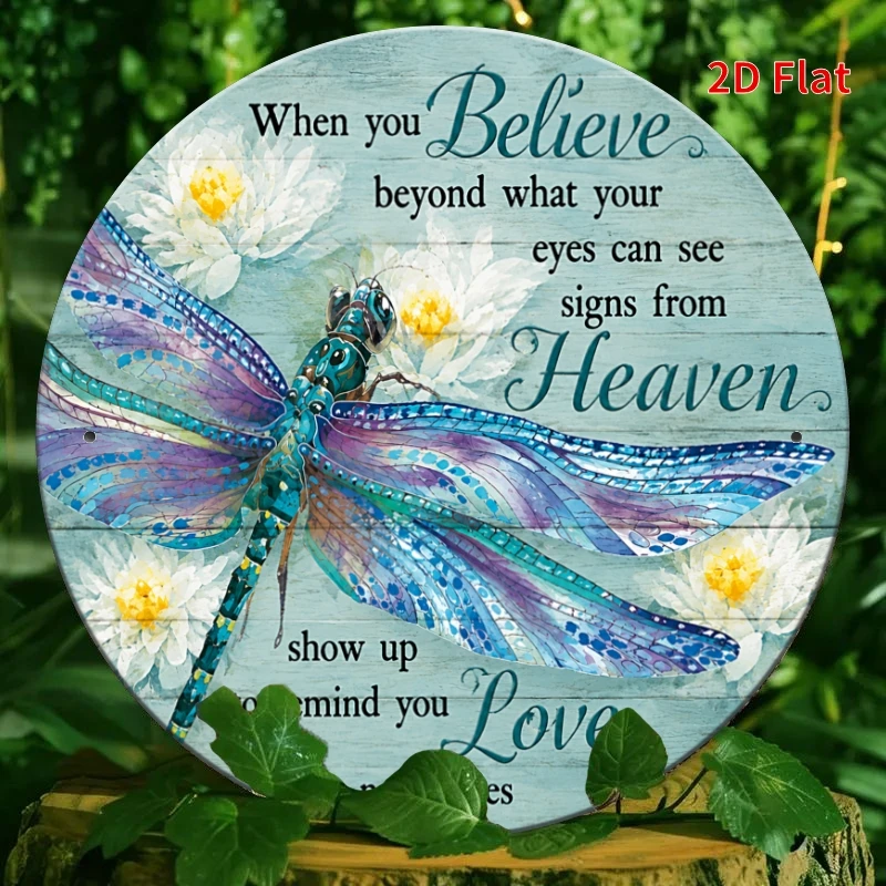 2D Flat - Decorative Sign 2D Flat - [2Dflat], 1pc 7.87X7.87Inch- Dragonfly Memorial Metal Aluminum Tin Plaque, Inspirational Dec