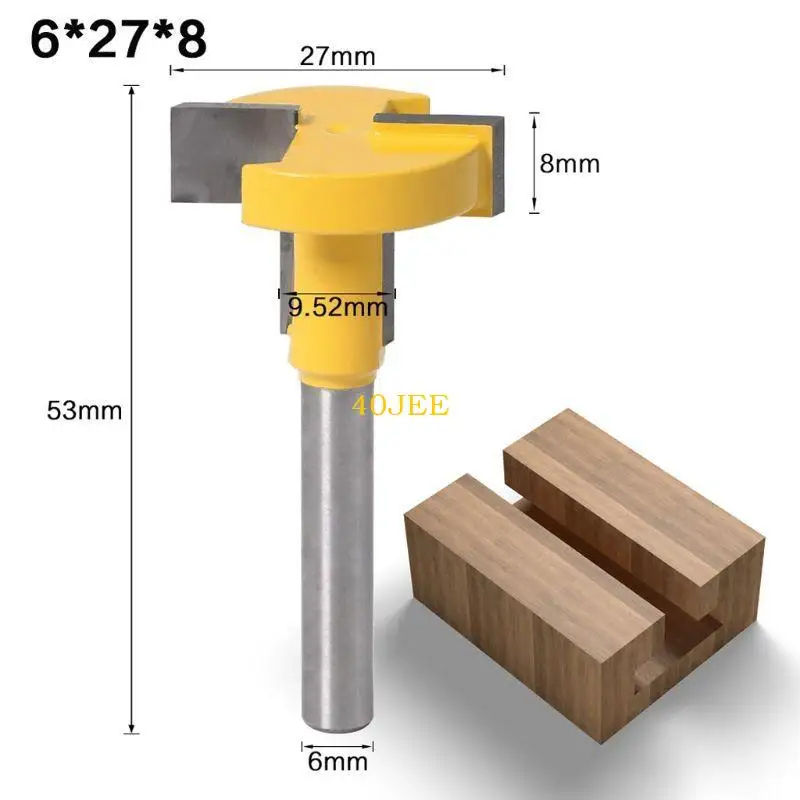 40JE 6mm Shank T-Slot T-Track Slotting Router Bit for Woodworking Cutter Cutting Milling Tool