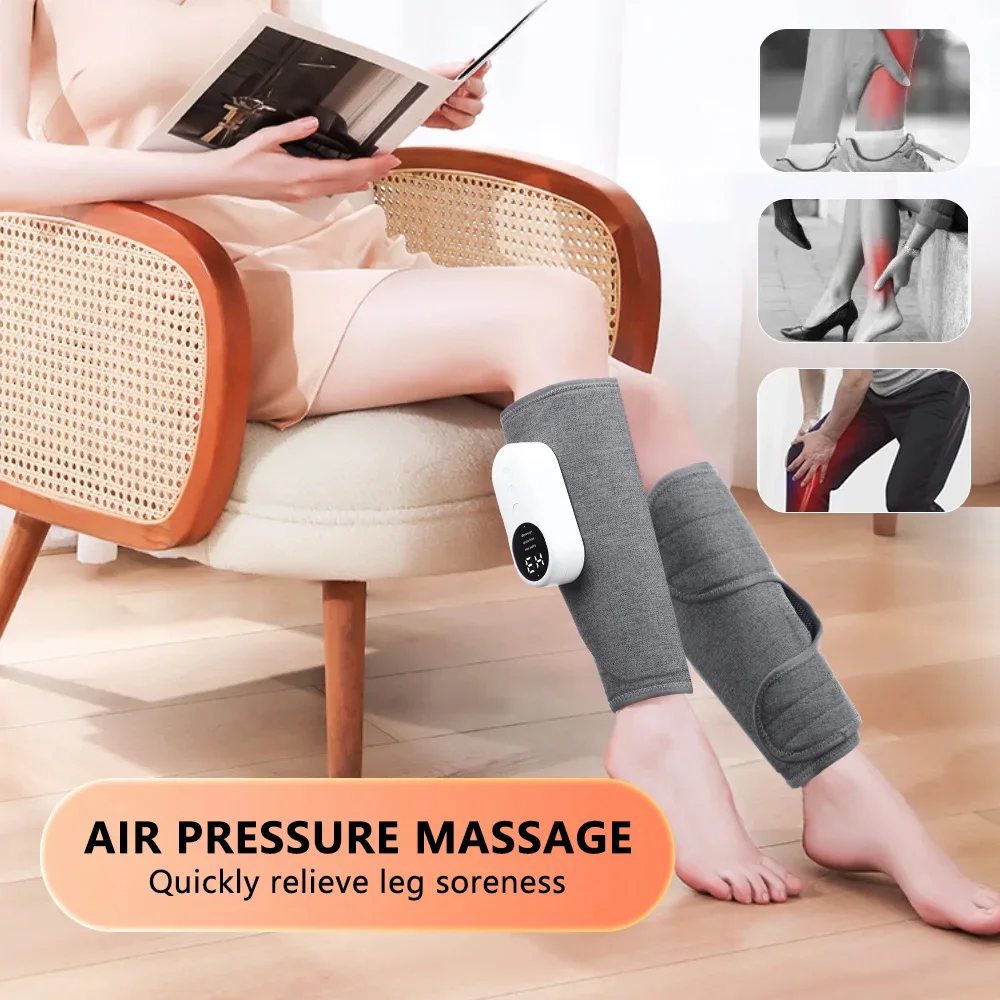 Electric Heating Leg Massager Wireless Air Compression Heating Massage Machine for Relaxation Calf Relief Muscle