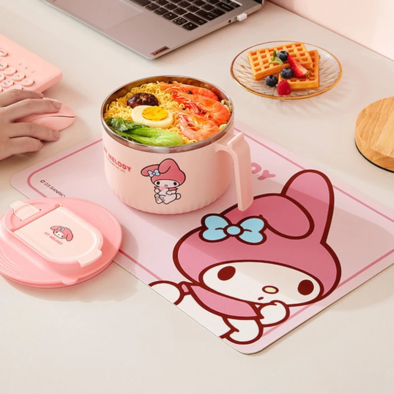 Anime Sanrio Hello Kitty Placemat Cute My Melody Cinnamoroll Anti Scalding Bowl Pad Waterproof Oil Proof Tableware Accessory