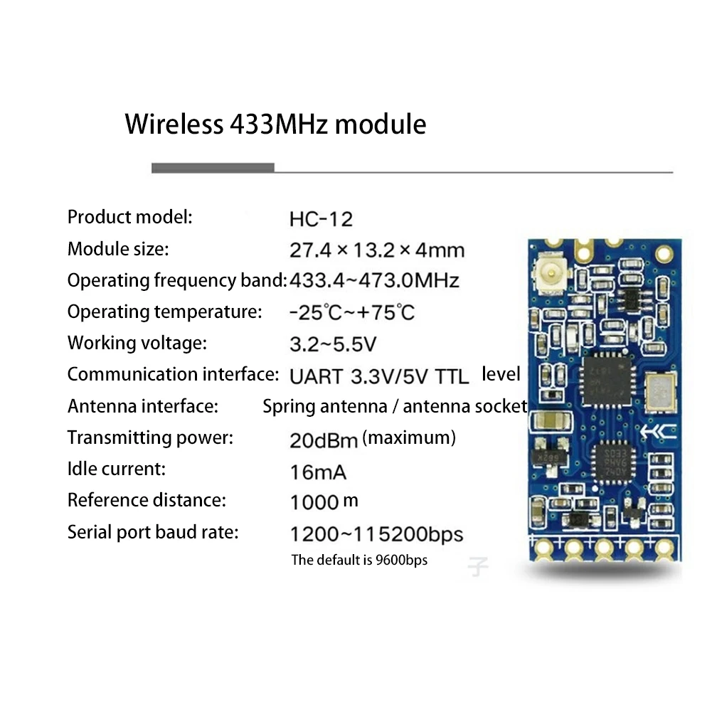 シリアルポートモジュール,Bluetooth, HC-12,si4463,1000m,hc12,433mhz