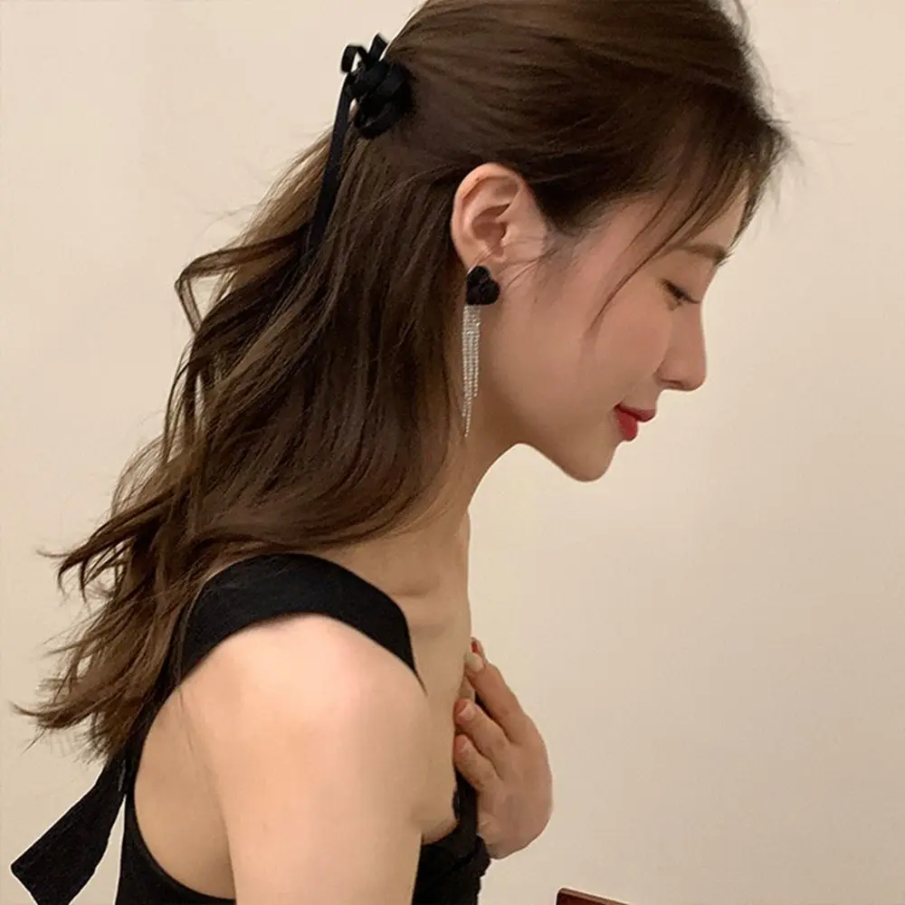 

Sweet Cute Cloth Spring Clip Hair Tie y2k Korean Style Headwear Balletcore Bow Hairpin Female Hair Accessories Girl Hair Rope