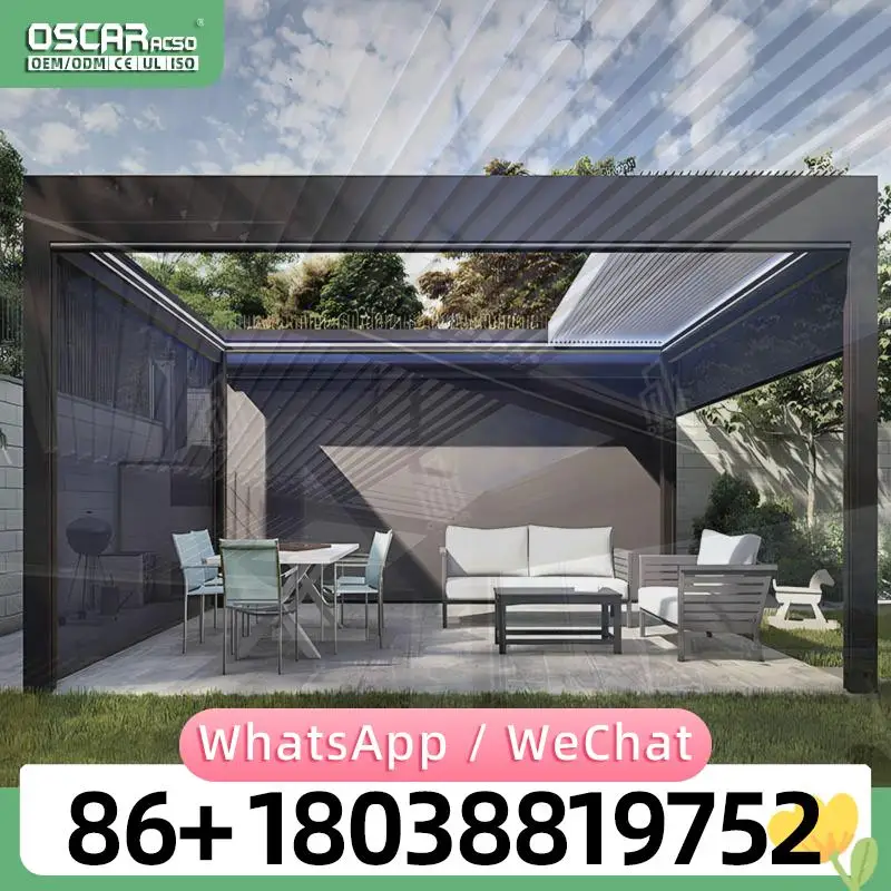 Pérgola Bioclimática Motorizada para Jardín, de Aluminio con Rejillas, Ideal para Patio Trasero, Picnic y Jardín