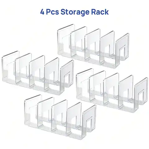 EZIFY Clear Acrylic File Organizer, Purse Organizer, File Sorter Desktop File Folder Organizer For Book, Envelopes, Mail, Document, Notebook, Office Supplies, Handbag (4Pcs)