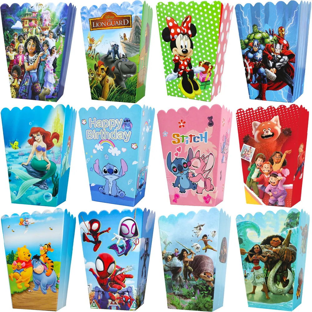 Disney Lilo & Stitch Winnie the Pooh Popcorn Box Kids Favor Birthday Party Decoration Encanto Girl Boy Baby Shower Supplies