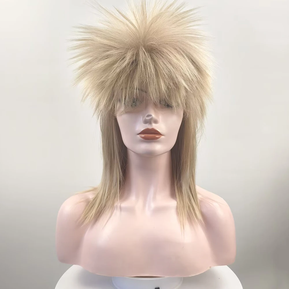 Peruca Sintética HAIRJOY Estilo Anos 70 e 80, Punk Rock, Peruca de Fantasia, Peruca Loira Rocker Mullet, Peruca de Cosplay para Mulheres