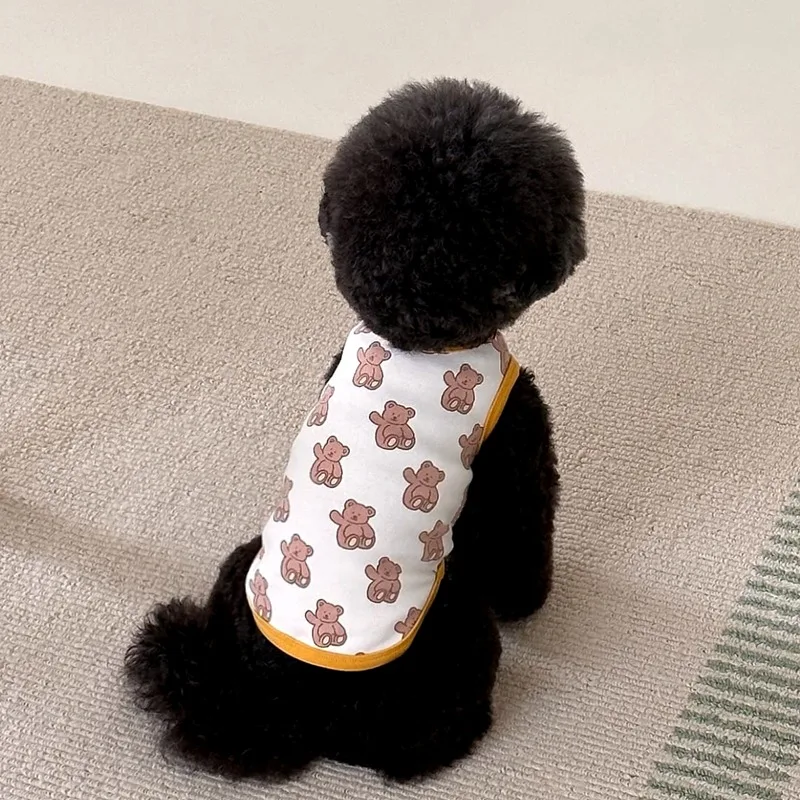 

Sleeveless Teddy Vest Pet Dog Cartoon Clothes Bichon Frise Bear Printed T-Shirt Yorkshire Casual Pullover Dog Products