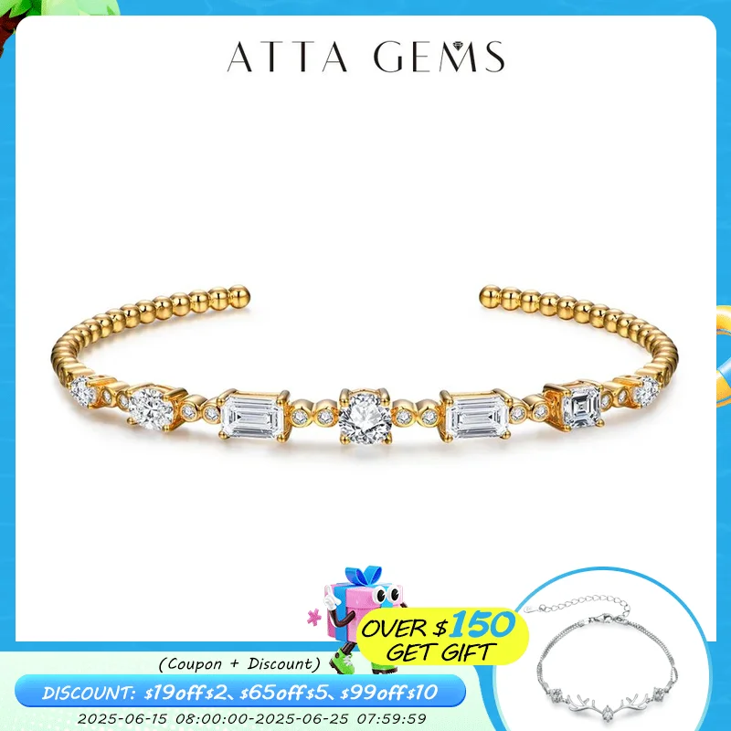 

ATTAGEMS Luxurly Moissanite Bracelet for Women Solid 925 Sterling Silver D Color Certificate Engagement Anniversary Jewelry New