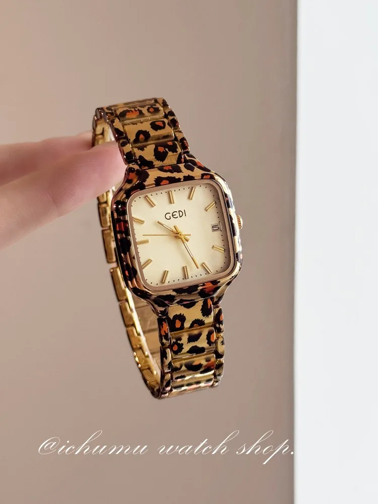 

Винтажные женские часы с леопардовым принтом, роскошные золотые стрелки, часы-календарь, водонепроницаемые модные женские часы из нержавеющей стали