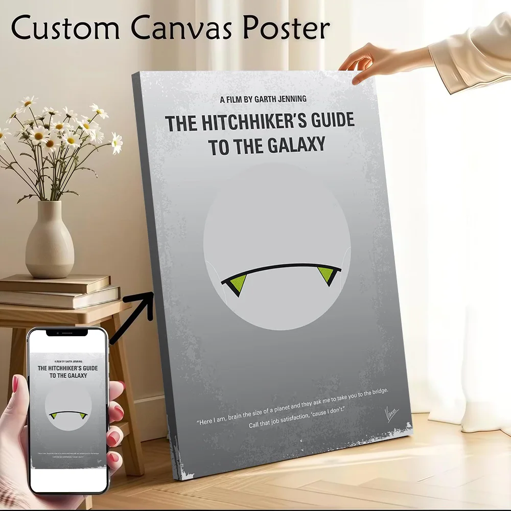 No035 My Hitchhiker Guide Minimal Movie Poster Customizable Printed Canvas Painting for Pictures Wall Art Living Room Decoration