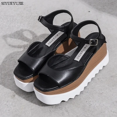 Woman Stars Shoes Women Square Toe Lace-up Thick Bottom Platform Wedge Shoes, Height increasing star shoes Cut-out sandals 2024