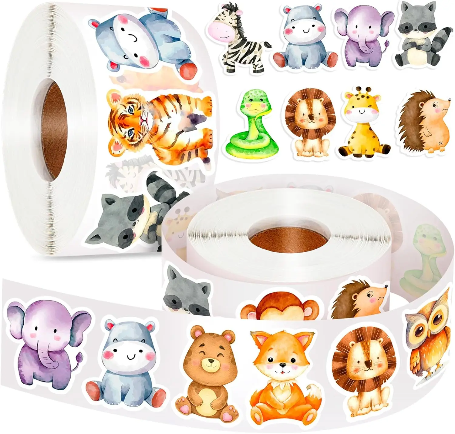 500/1000 Pcs Cartoon Animal Stickers for Kids Nature Stickers Cute Roll Sticker for Teacher Reward School Supplies Incentives