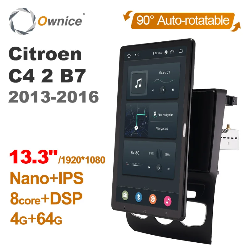 

13.3 Inch Ownice Android 12.0 Car Radio 360 Panorama for Citroen C4 2 B7 2013-2016 GPS Auto Audio SPDIF Rotatable 4G LTE NO DVD