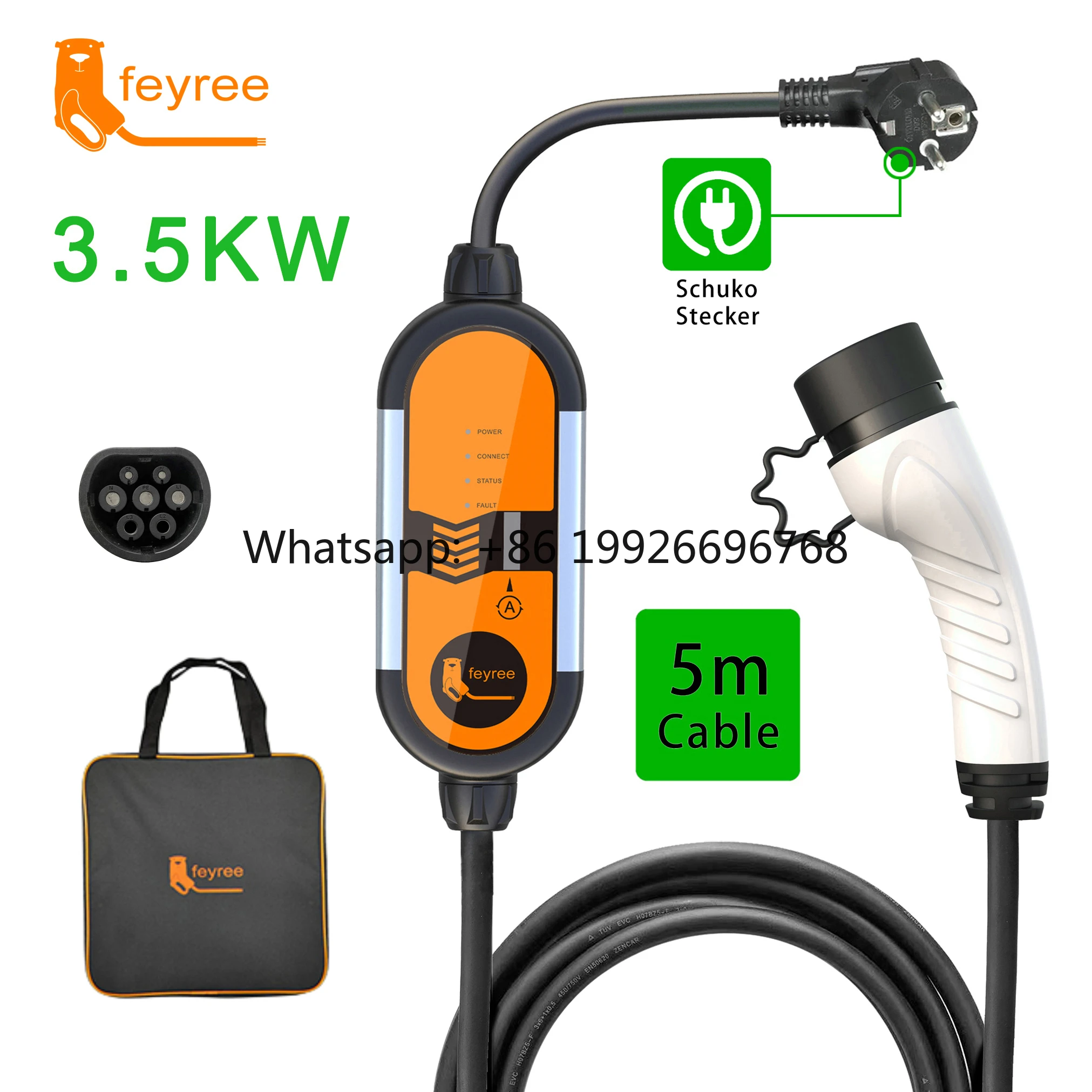 

Портативное зарядное устройство Feyree для электромобилей, 16А, 3.5кВт, быстрое зарядное устройство для электромобилей, Тип 1/Тип 2/GBT, зарядная станция для электромобилей, EVSE, автоматическая зарядная станция для электромобилей