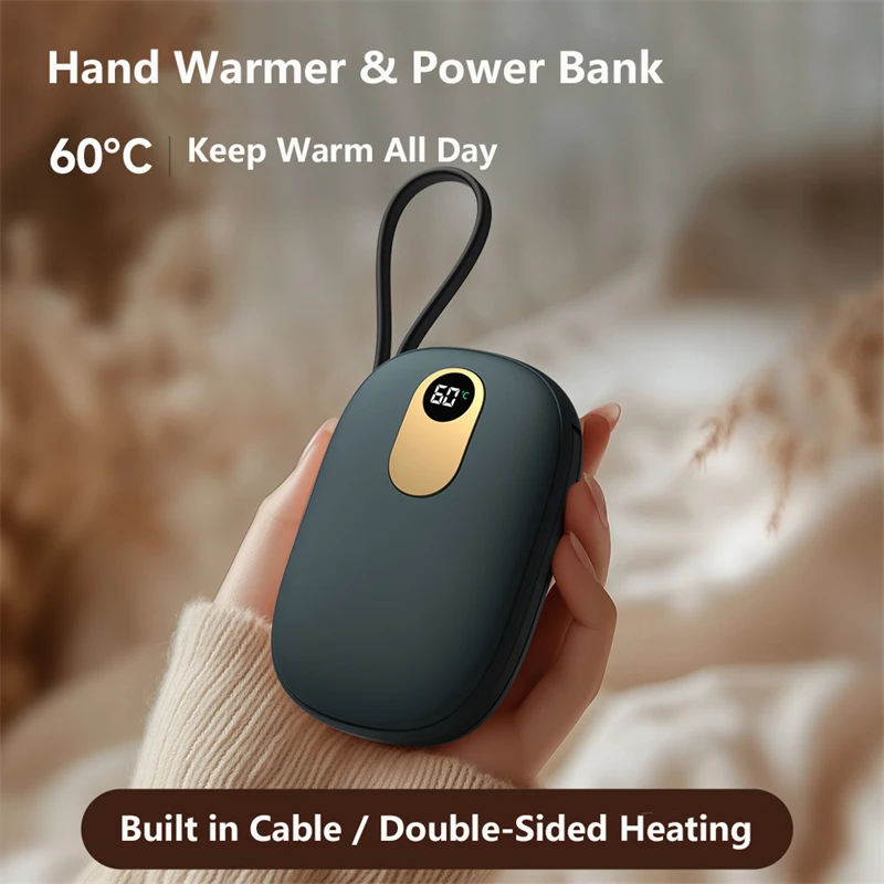 10000mAh Hand Warmer Power Bank with Cable Portable Charger for iphone 17 Samsung Xiaomi Huawei Powerbank External Battery Pack view 2