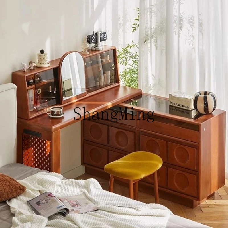 

ZYY medieval solid wood makeup table, chest cabinet integrated small household retro bedside corner cabinet dresser