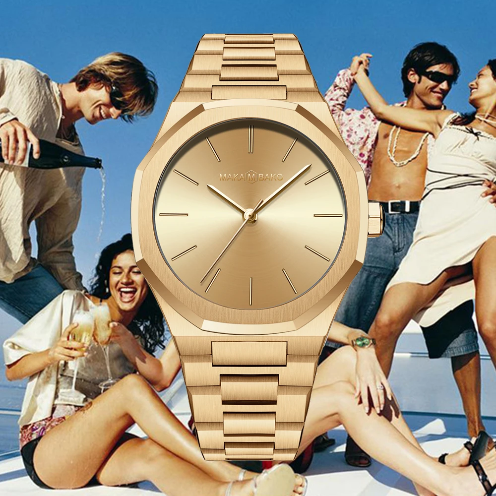Top Brand Luxury Rose Gold cinturino in acciaio inossidabile orologio da lavoro 40mm orologio da polso nero moda uomo orologio al quarzo da donna