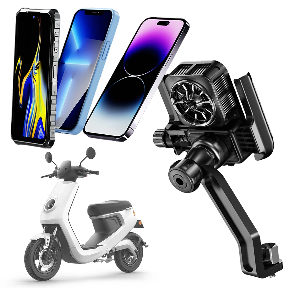 

Cooling Motorcycle Phone Mount Anti-Shake Motorcycle Phone Holder Navigation Bracket for Motorcycle Bicycle Scooter