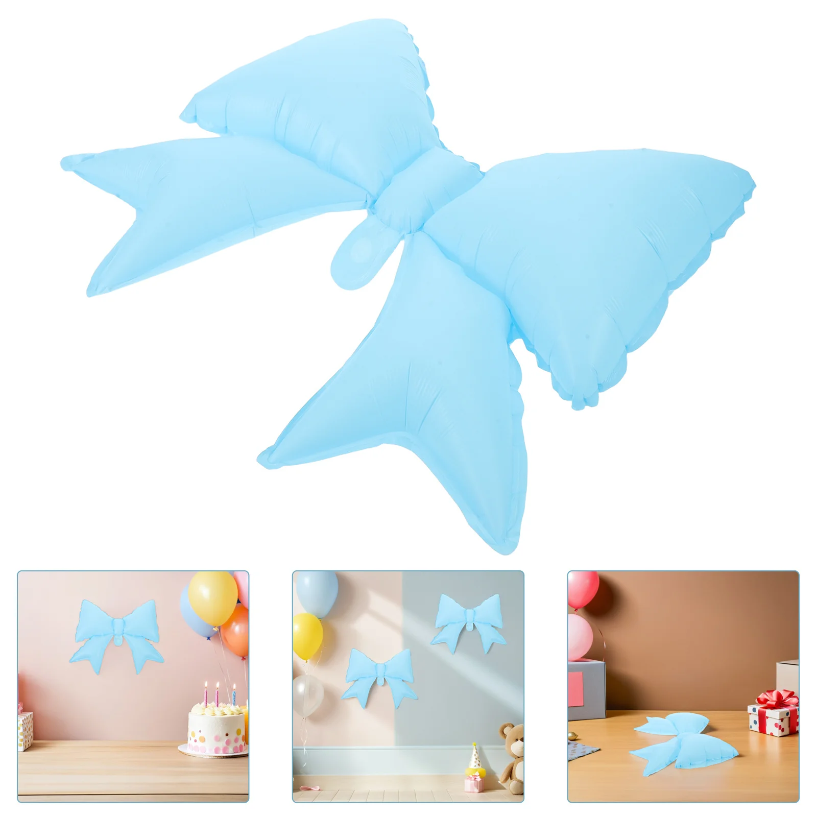 

50pcs Decoration Balloons Blue Bow-Shaped Foil Film Party Balloon Set For Birthday Wedding Outdoor Cafe Confetti Balloon Kit Bow